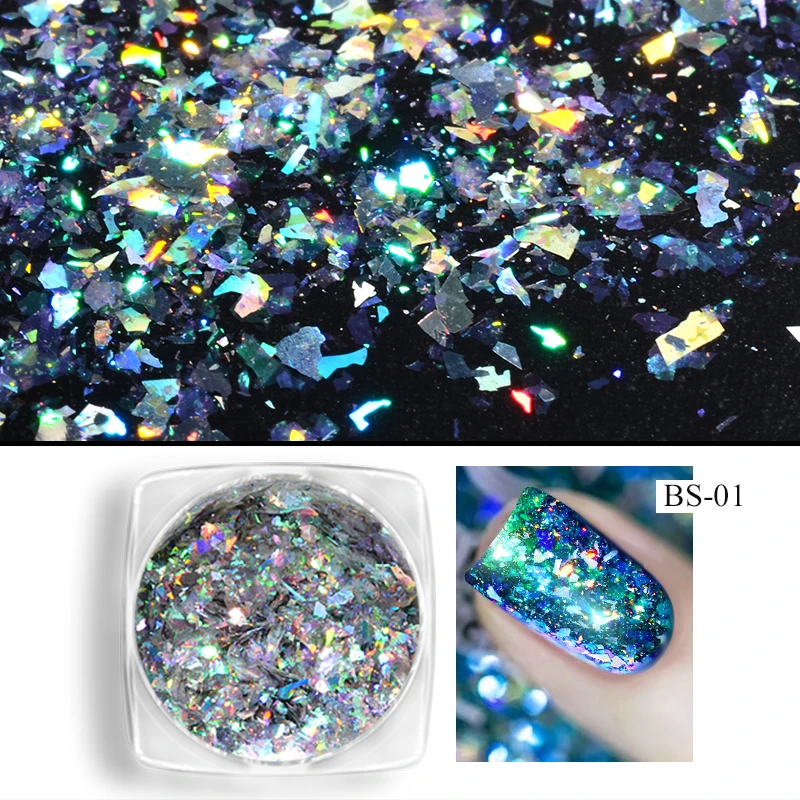 New 0.2g/Box Aurora Chameleon Nail Glitter Holographic Powder Dazzling Nail Art Flakes Sequins For DIY Nail Glitters Decorations