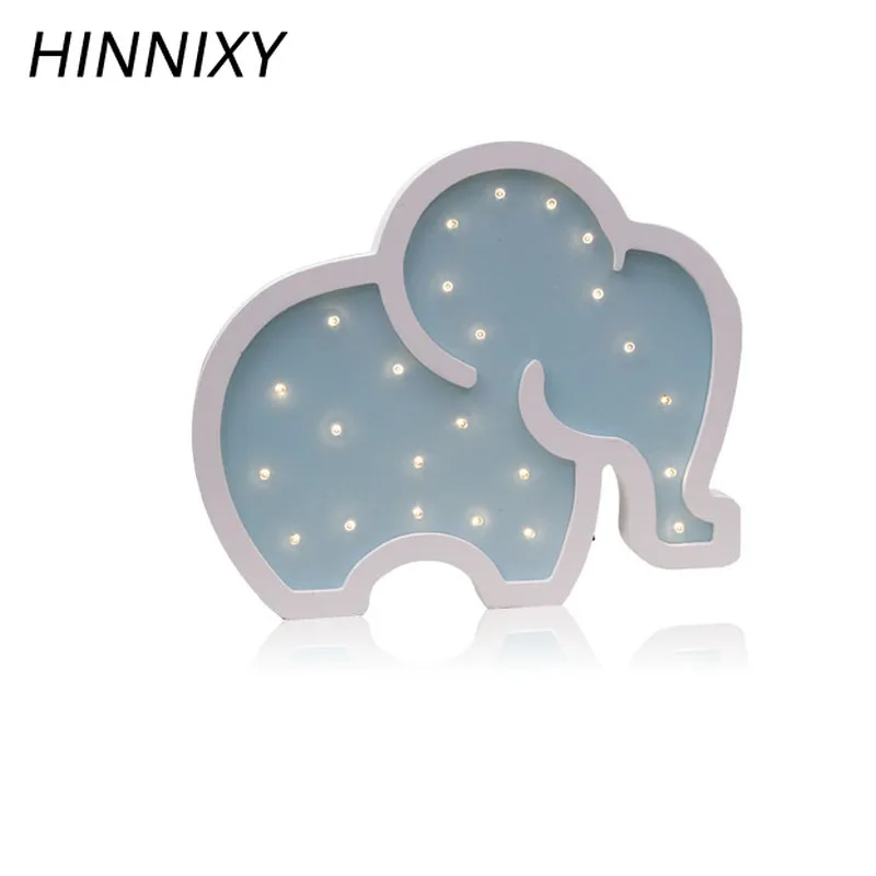 

Hinnixy Elephant LED Night Light Kids Girl Bedroom Decor Bedside Lamp Yellow Green Pink Woodiness Cute Table Lights Baby Gifts