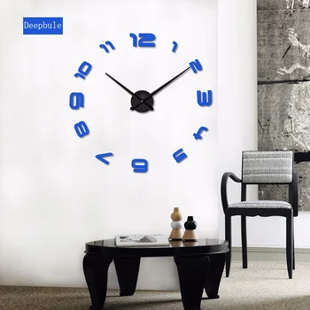 Large Size Rushed Mirror Sticker Diy Living Room Decor Self Adhesive Wall Clock