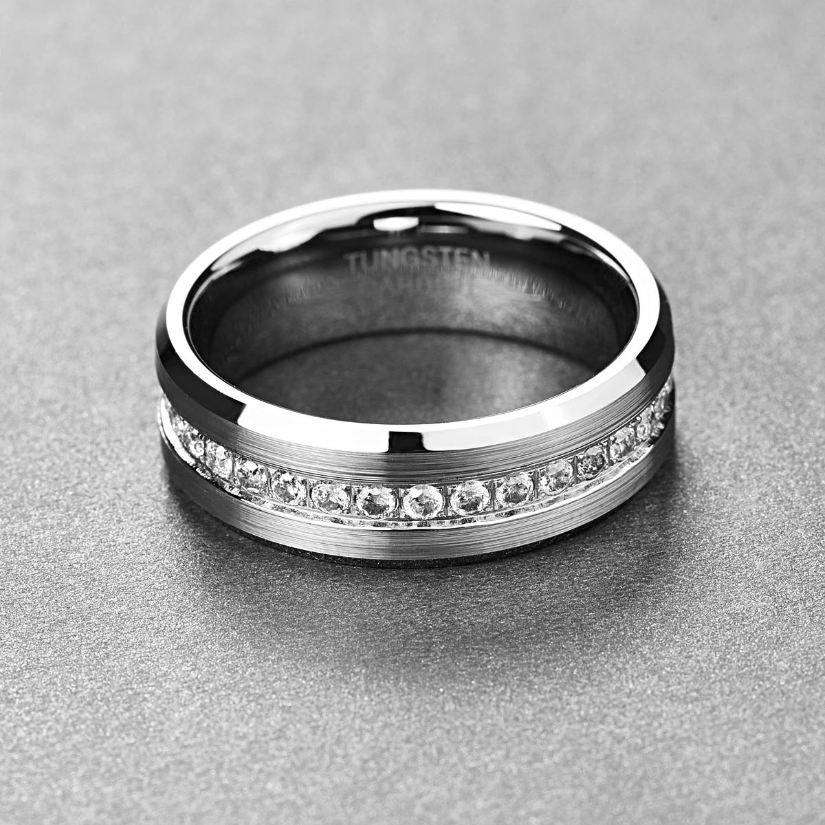 Новое поступление классическое кольцо для мужчин Гальваническое серебряное инкрустированное Акация полуматовое вольфрамовое Кольцо мужское свадебное ювелирное изделие