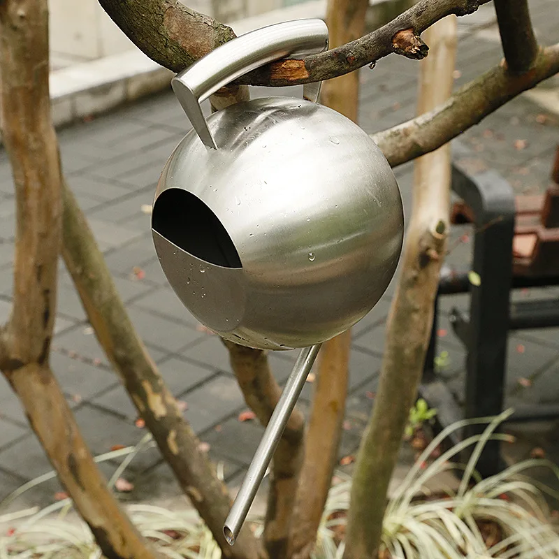 1000mL stainless steel spherical drip pot plant flowers and water bottle long mouth watering pot