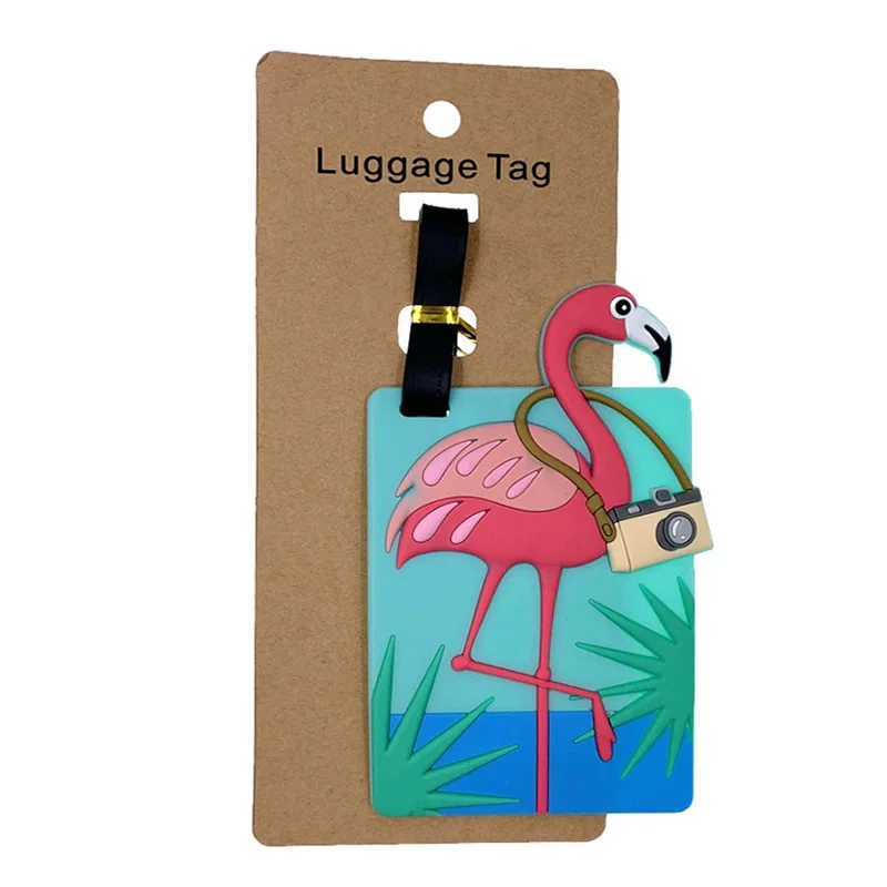 

Kawaii Leisure Flamingo Luggage Tags Silica Gel Suitcase Travel Accessories ID Addres Holder Portable Women Baggage Boarding