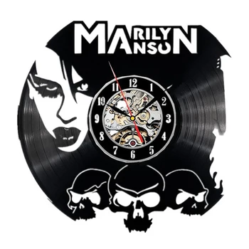 

2019 Rushed Horloge Mural Vinyl Record Wall Clock Design Marilyn Manson American Band Cd Clocks Watch Home Decor Gifts For Fan