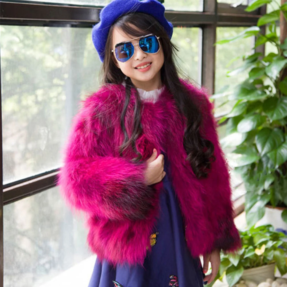 

Natural Raccoon Fur Coat Autumn Winter Children Warm Thick Outerwear Coat Short Solid Fur Jacket Girls Women Outerwear C#09