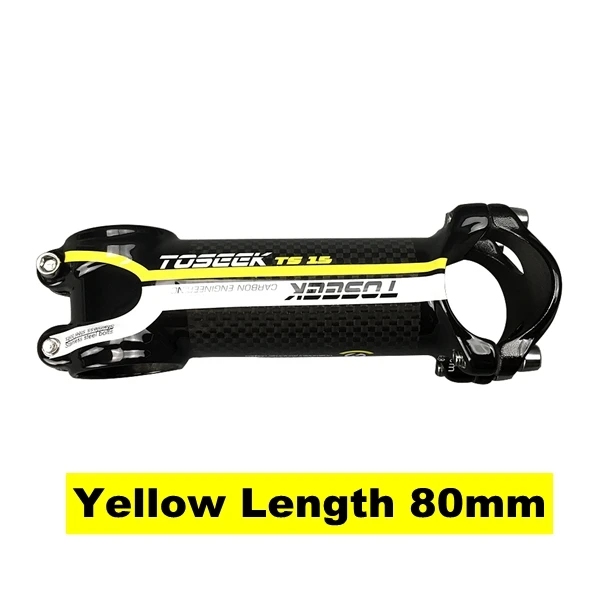 Yellow - 80mm Toseek супер свет Алюминий+ 3 k карбоновый вынос руля велосипеда для горных Запчасти для шоссейного велосипеда угол 7 градусов 31,8*60/70/80/90/100/110 мм - Цвет: Yellow - 80mm