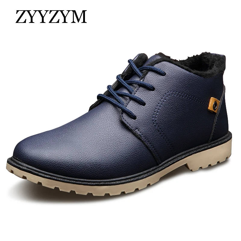 online ZYYZYM Mens Botas Outono Inverno Lace Up Ankle Boots Estilo Clássico Da Moda de Algodão Acolchoado Sapatos de Pelúcia Quente Botas De Homem De Neve 2018 Vendas Quentes