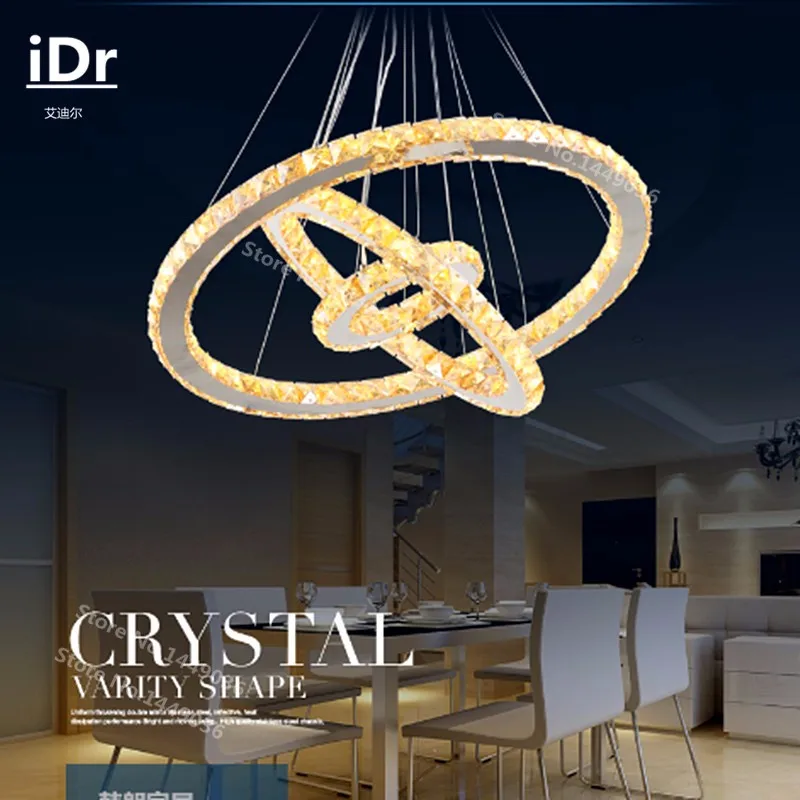 Новая горячая распродажа, Алмазный 3 кольца, овальный светодиодный K9 кристалл, светодиодный подвесной светильник, современный Crtstal светильник для спальни