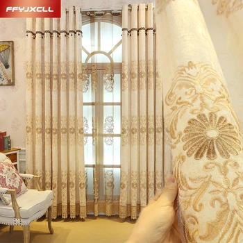 

Home Shading Rate 41%-85% Europe Style Embroidered Blackout Curtain for Living Room Window Custom Made