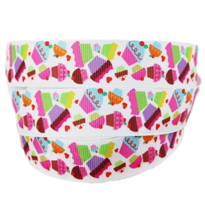7/8" (22mm) printed grosgrain candy cake ribbon colored ...