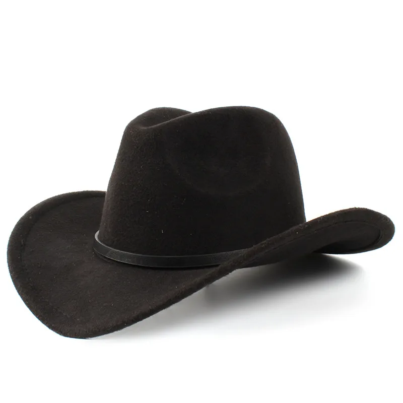 Винтажная шерстяная женская мужская Ковбойская шляпа в стиле вестерн для джентльменов, зимняя джазовая ковбойская шляпа с широкими полями, церковные шляпы сомбреро, размер 56-57 см