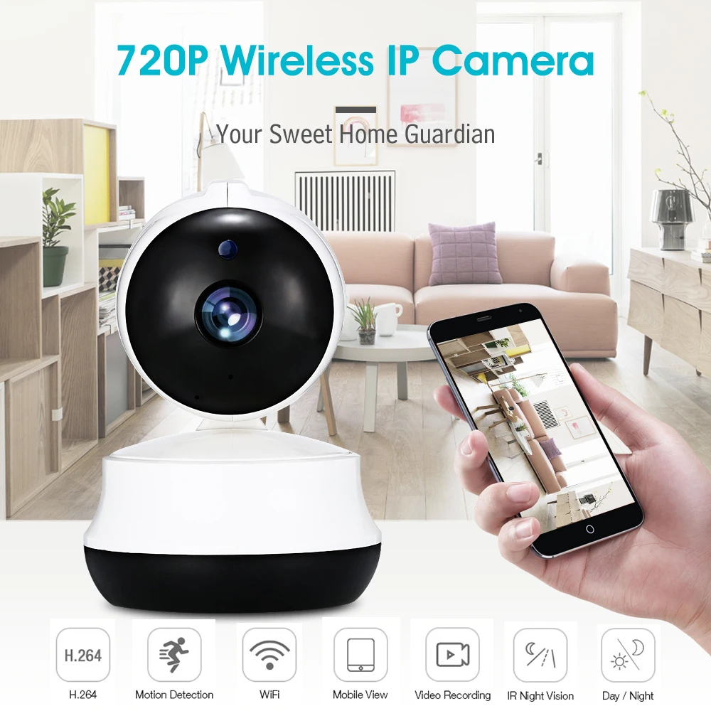

NIP - 061 HD 720P Wireless MINI WiFi IP Camera Indoor Security Camera IR Night Vision P2P Motion Detection