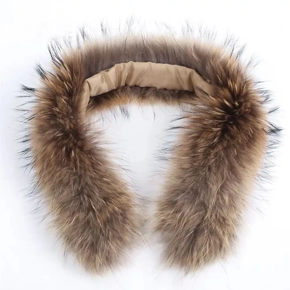 

Real Raccoon Fur Collar Scarf Fashion Shawl Winter Warmer Wrap Neck Cap Luxury 100% Natural Fur Scarves Hat Accessories