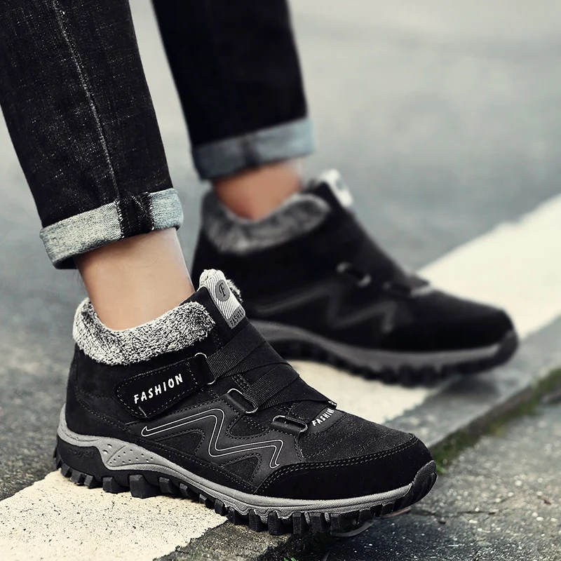 

Winter Men Snow Boots Men Warm Push Ankle Boots Female High Wedge Platform Non-slip Waterproof Boots Shoes Man