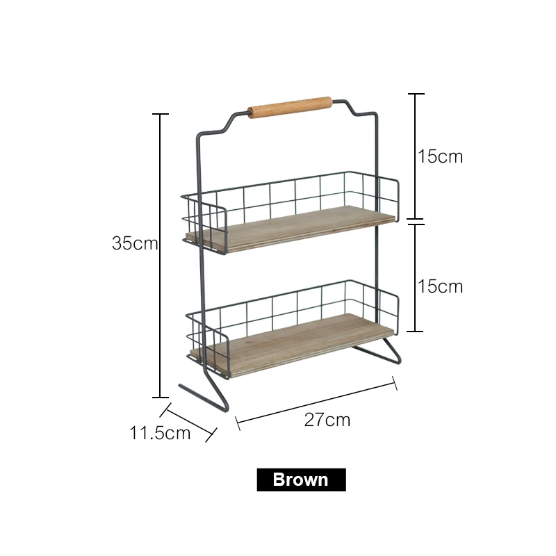 Японский стиль, 2 яруса, полка, кухонный стеллаж для хранения бутылок, Настольный стеллаж для специй, стойка для хранения косметики - Цвет: Brown