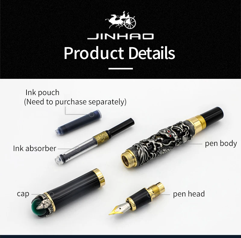 Jinhao Дракон авторучка высокое качество Pluma Stylo Plume Caneta Tinteiro Pluma FuenteTitanium Dolma Kalem советы Коллекция подарков