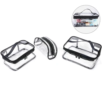 

Transparent Cosmetic Bags PVC Waterproof Women's Travel Wash Organizer Pouch Fashion Clear Beauty Makeup Case Accessories 3Sizes