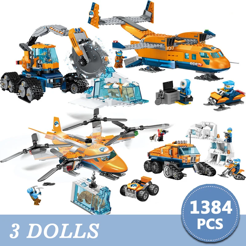 

City Building Blocks 1384pcs Arctic Scout Truck Air Transport Supply Model Technic Bricks Figures Toys for Children christmas
