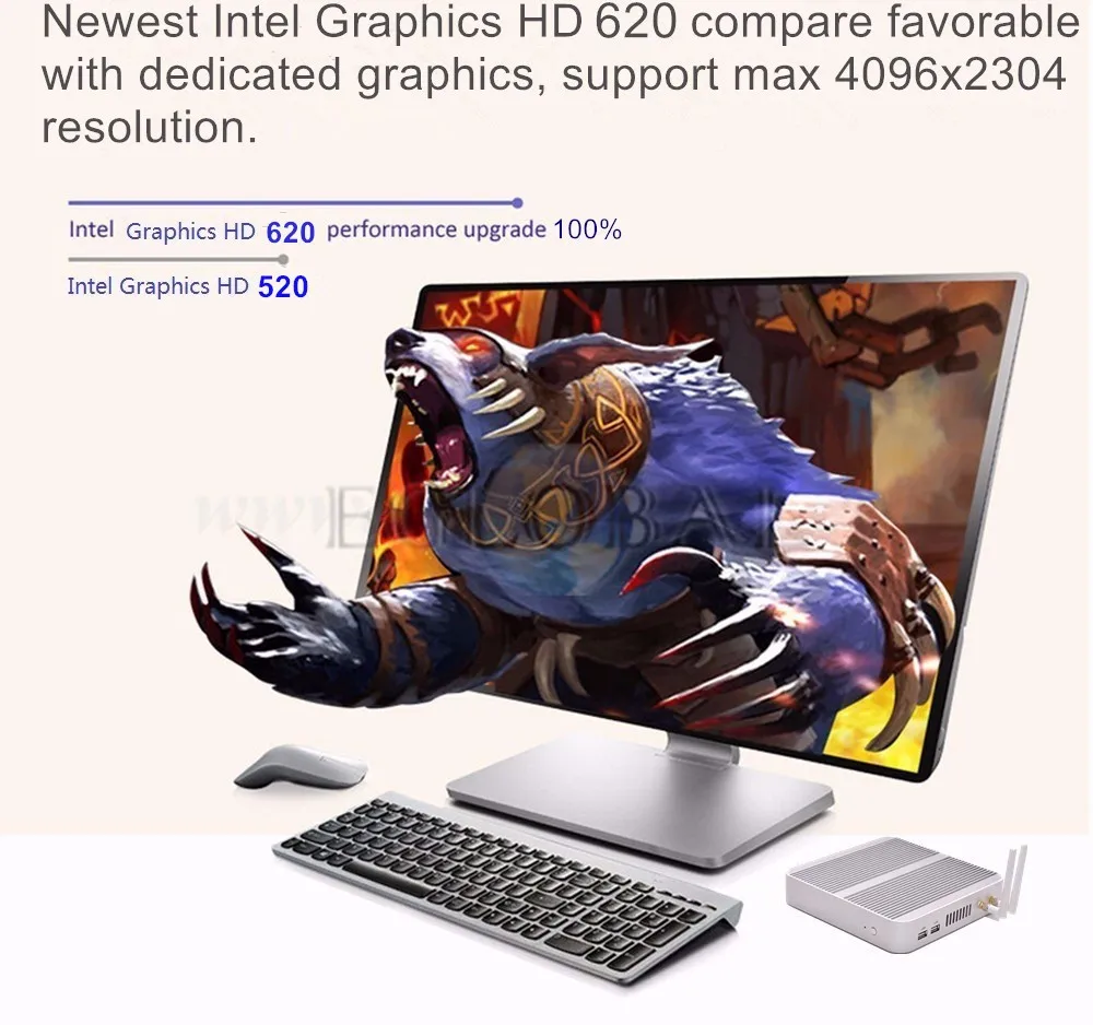 Eglobal V8 безвентиляторный мини ПК настольный компьютер Intel Core i7 i5 7200U/5250U/4200U Win10 Linux 4K HTPC barebone Мини ПК неттоп Nuc