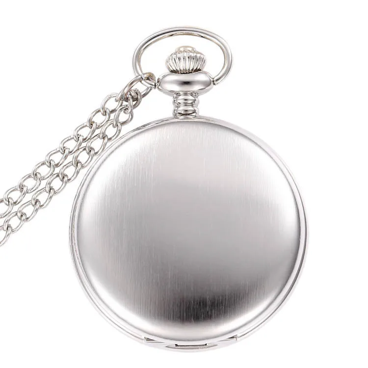 80cm Chain Silver Bronze Polishing Pocket Watch Quartz Movement Clock