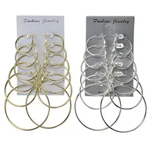 Oversize גדול מעגל חישוק עגיל סט לנשים פשוט פאנק סגנון Brincos עגילים עגולים תכשיטי מסיבת מתנת 6 זוגות\חבילה(China)