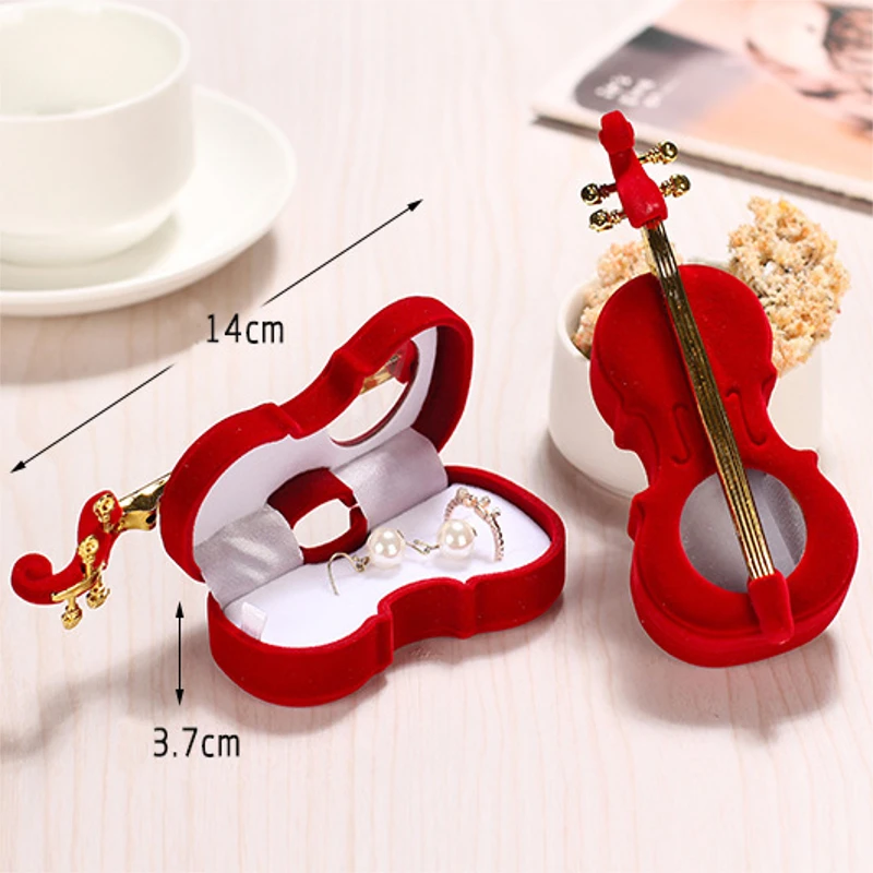 Velvet Violin Jewelry Gift Box – Elegant Musical Instrument Shaped Organizer for Rings,... - SKU VVJB0908 - UGI Packaging