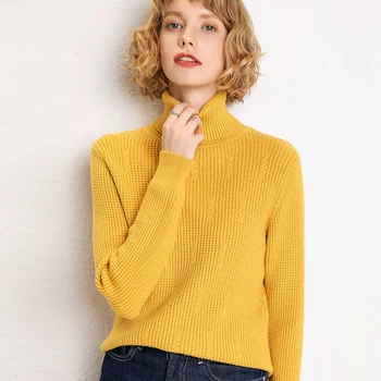 

Smpevrg autumn new knitted sweater women sweater and pullover long sleeve high neck warm female pullover women jumper pull femme