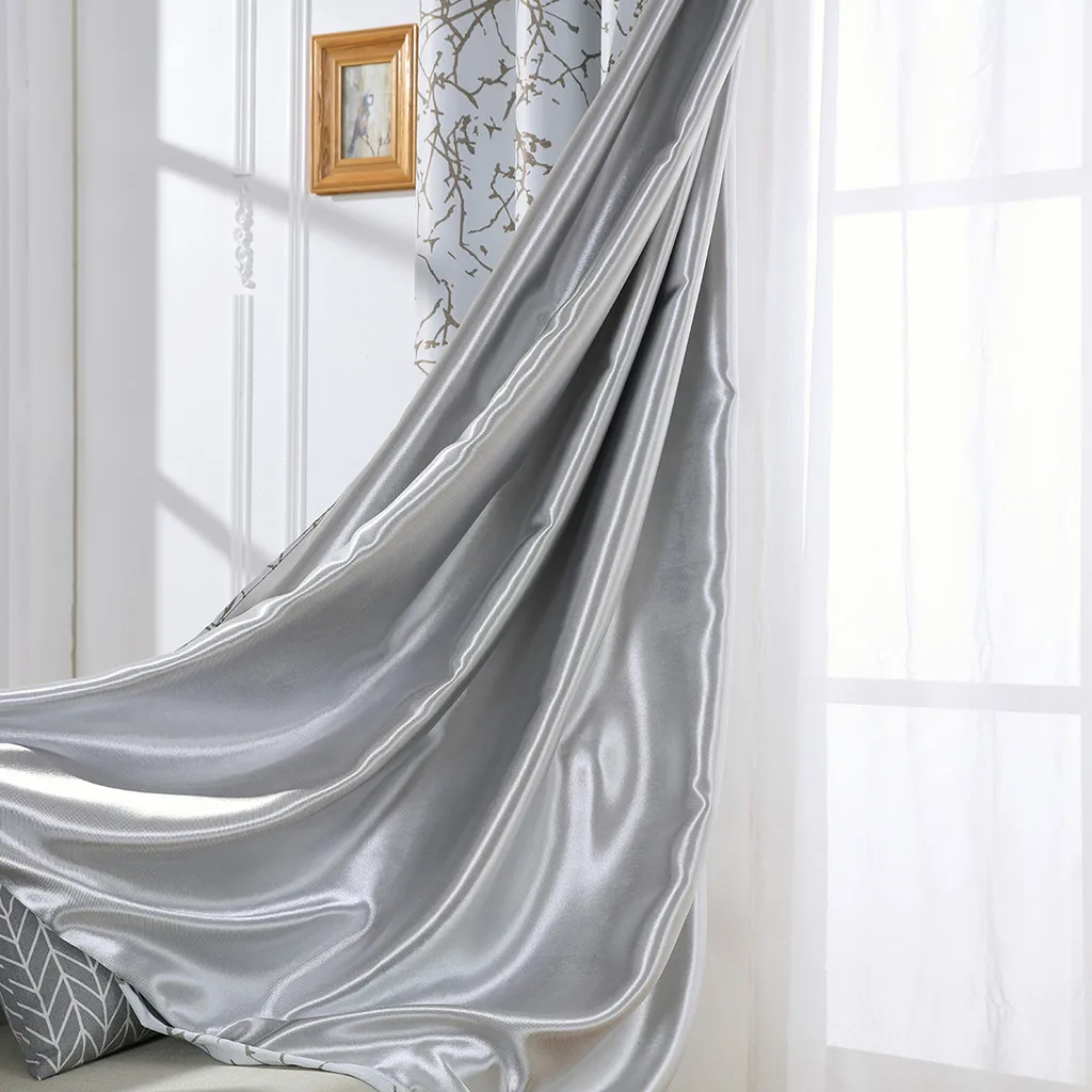 250x100 см ветви серебряные затемненные занавески пробивные Тюль окна моющиеся полиэстер занавески s вуаль драпировка балдахин панель ткань