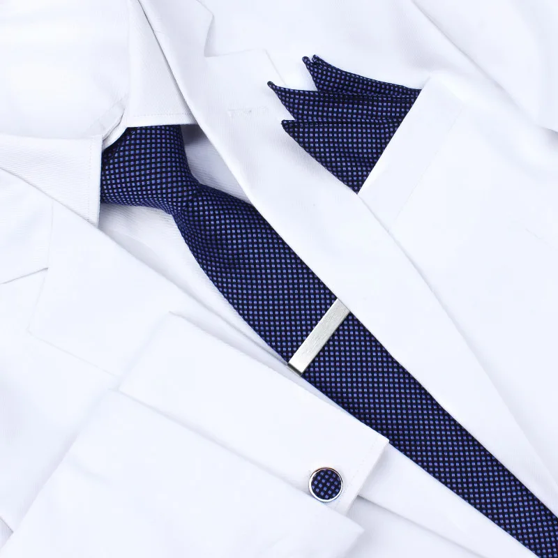 HAWSON синий полиэфирный галстук с рисунком «Шотландка» набор с карманом квадратным галстуком клип Кнопка крышка манжета Ссылка для мужчин