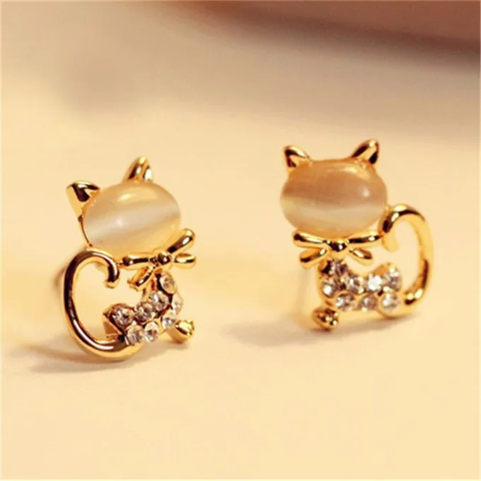 Hot Sell Fashion Earrings/Fashion jewelry/Lovely Rhinestone Cat Earrings Cute Cat Stud Earrings For Women Girls Gift - Image 3