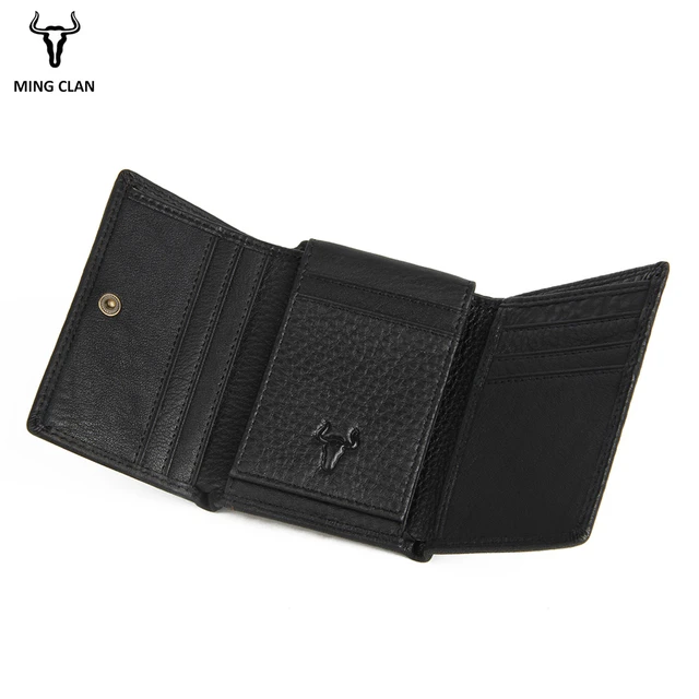 MINGCLAN Trifold Short Wallet Genuine Leather RFID Blocking Coin Pure Men  Women - AliExpress