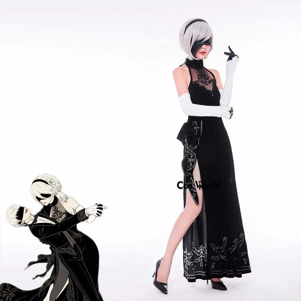 Чонсам NieR Automata Heroine YoRHa No. 2 9 Тип B S вечернее платье Униформа с ластообразным