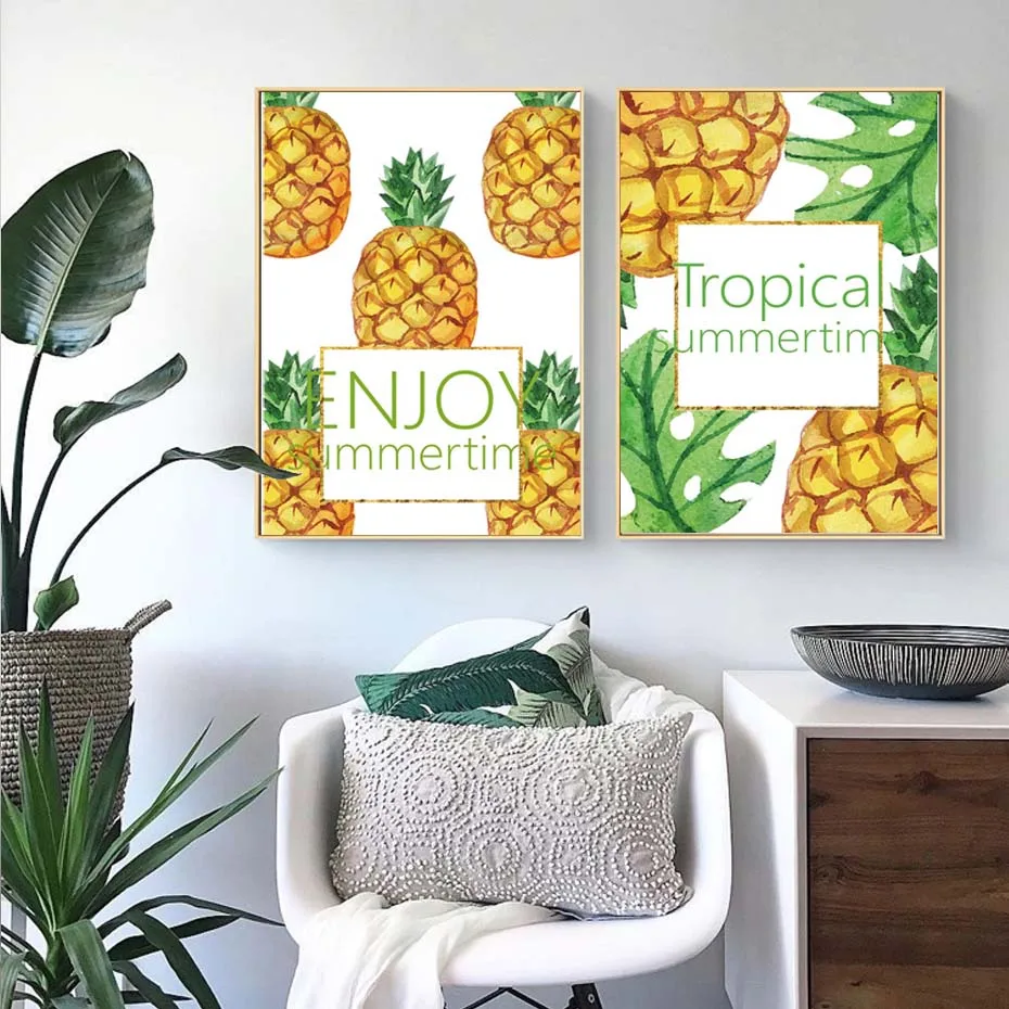  Yellow Pineapple Prints And Posters Modern Canvas Painting Happy  Summer Time Quotes Wall Picture For Living Bedroom Home Deco (4)