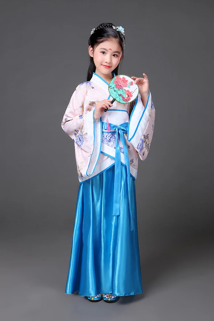 Hanfu традиционный танцевальный костюм для девочек Древняя китайская одежда дети сценическое платье одежда для выступлений карнавальный