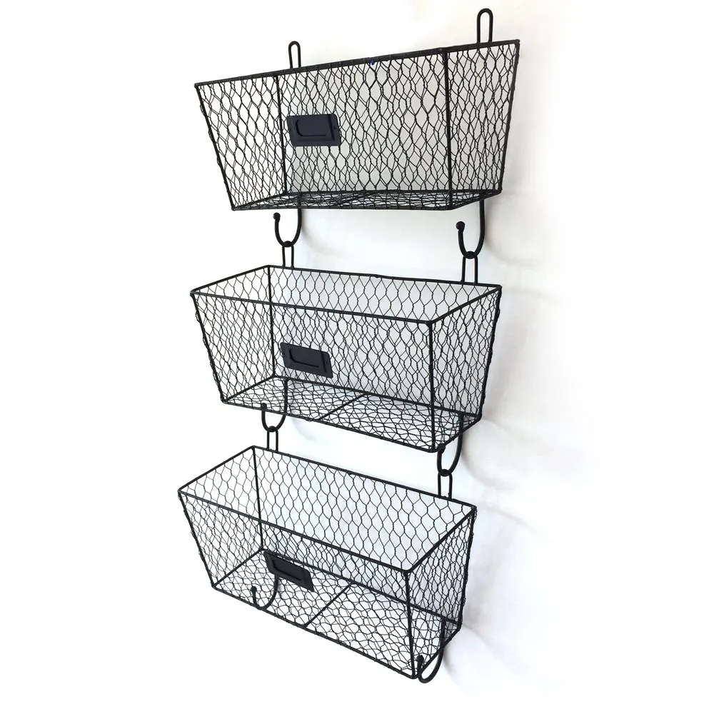 

3 Pack Black Trapezoidal Wire Mesh Storage Set DNJ998