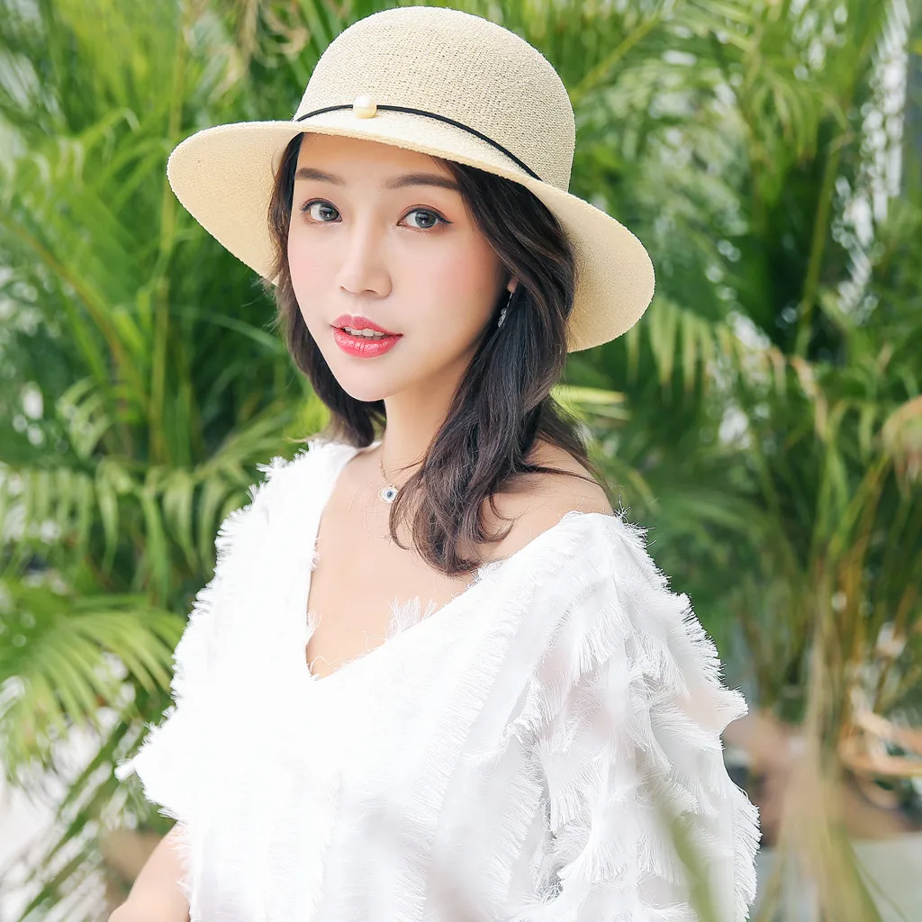 Mnycxen лето флоппи Складной дамы Для женщин лук сплошной Цвет Beach Sun Hat Лидер продаж широкими полями хлопок путешествия Кепки для 2019 Новый