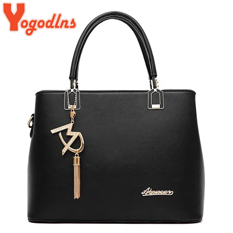 Yogodlns Классическая однотонная женская сумка-тоут из искусственной кожи с кисточками женская сумка с верхней ручкой модная сумка через плечо для леди