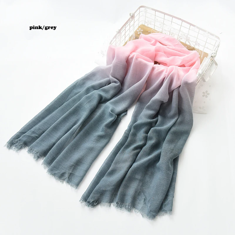 2017 Women Ombre Pattern Two Color Tone Fringe Scarf 8Colors 10PCS/lot |