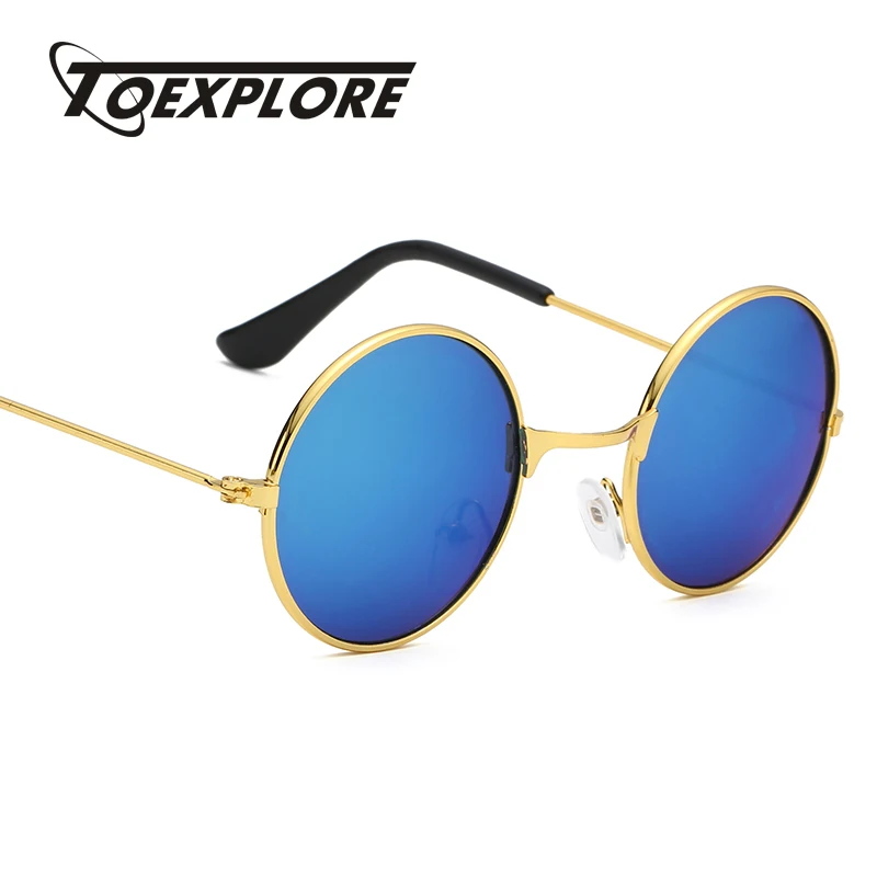 TOEXPLORE ore, круглые детские солнцезащитные очки, фирменный дизайн, очки для мальчиков и девочек, солнцезащитные очки в металлической оправе, новые модные зеркальные винтажные очки UV400