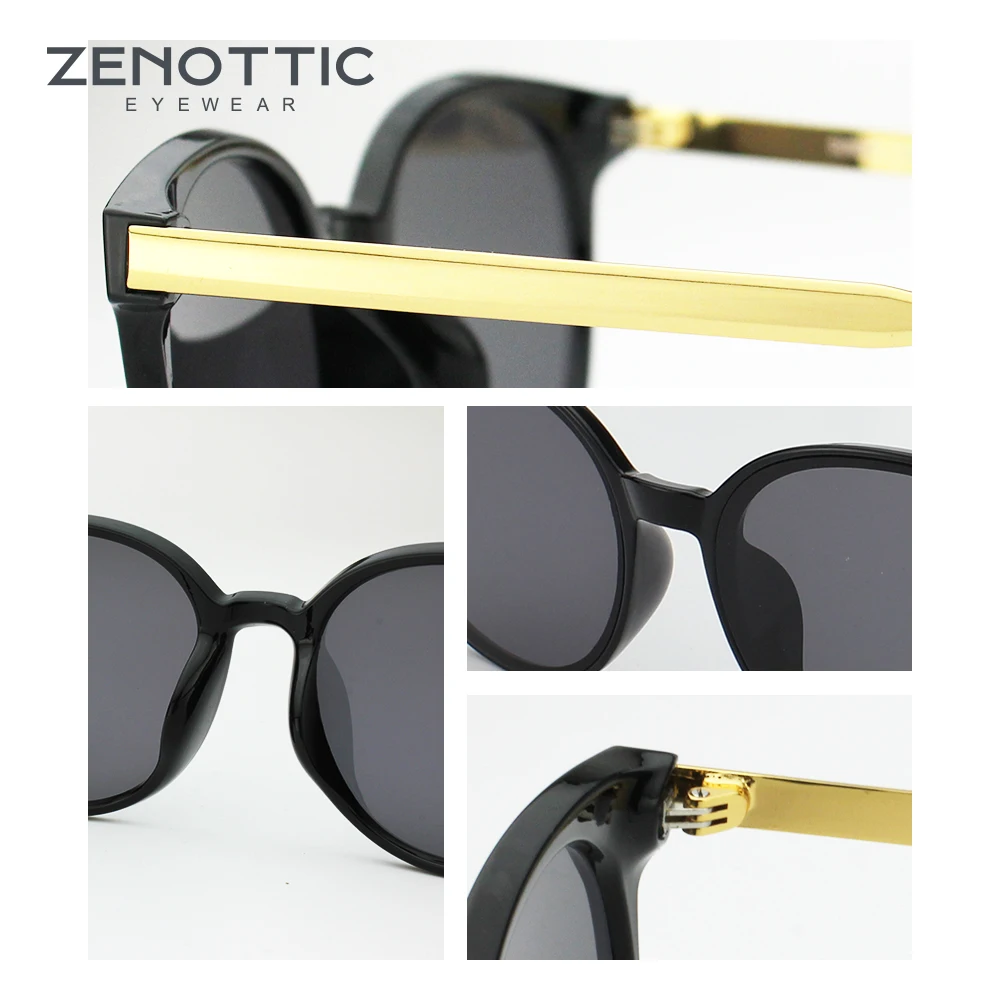 Женские солнцезащитные очки ZENOTTIC круглые винтажные зеркальные большого размера
