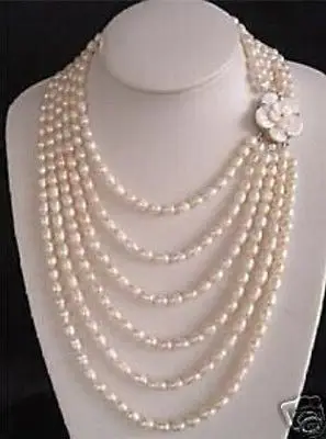 

FREE SHIPPINGNOBLEST 6 ROW SALT WATER PEARL SHELL FLOWER NECKLACE