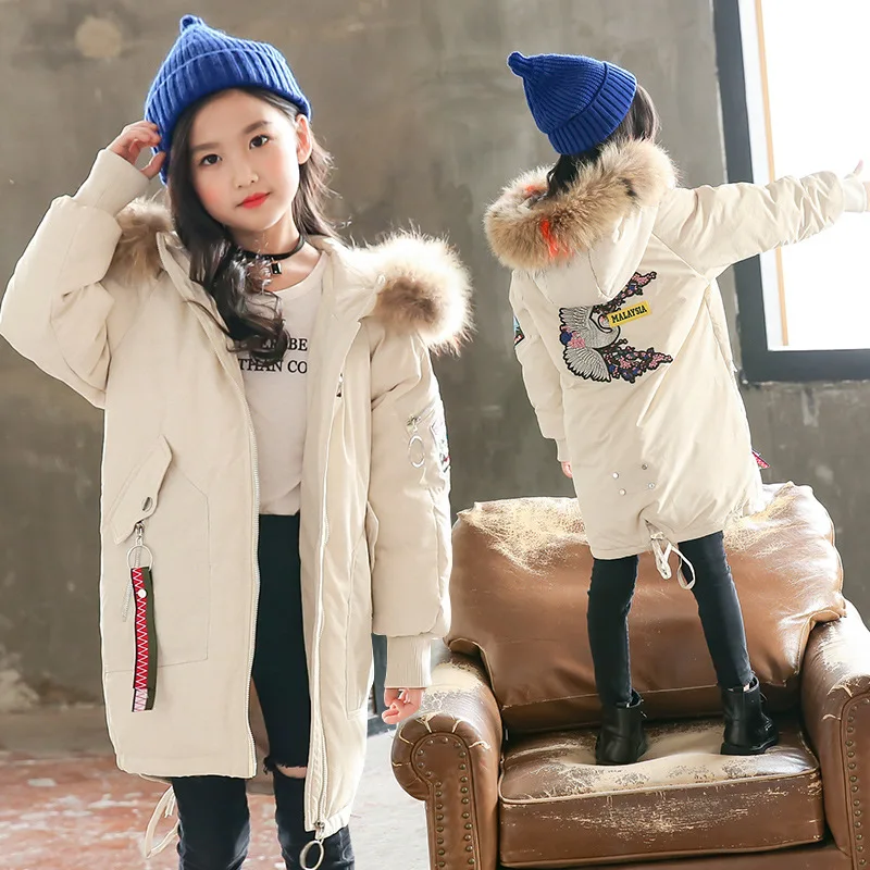 

Korean Brand Girls Jackets Kids Faux Fur Collar Coat Children Winter Outwear 3-12 years old Kids Girls Outerwear Coats