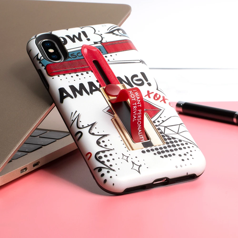 

For Samsung Galaxy S8 Case Hard PC Back Cover Cartoon Pattern Printed Anti-knock Stand Phone Cases With TPU Frame Covered Coque