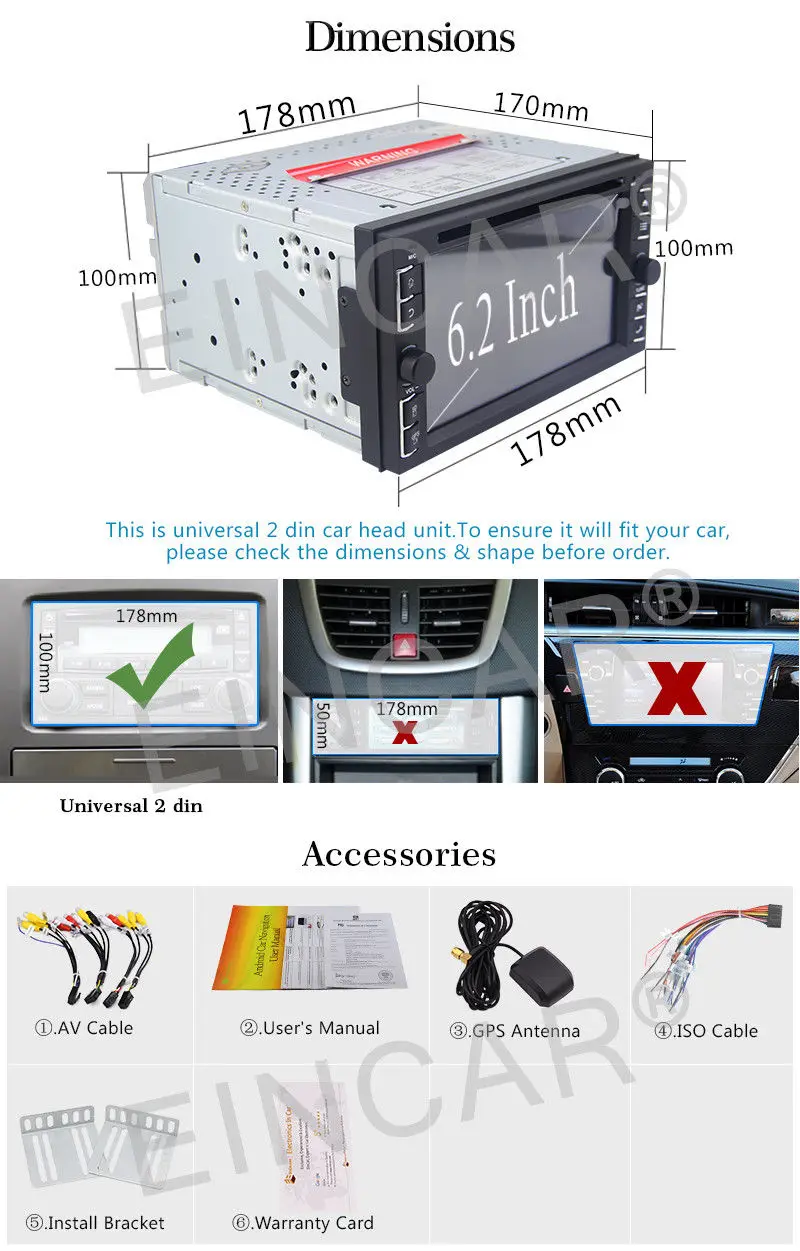 Двойной 2din 4 ядра Android 6.0 автомобилей GPS Navi DVD Радио стерео 3G/4 г OBD2 dab +