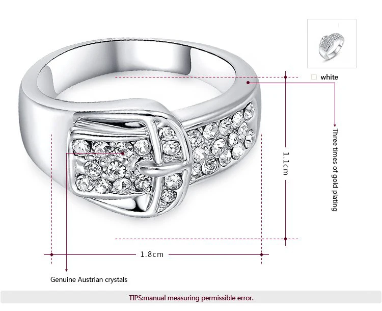 Fashion Pave Setting Rhinestone Belt Buckle Wedding Rings For Women/Girls Rose Gold Color Party Rings Jewelry crystal rings stone rings fashion rings gold rings wedding rings fashion ring finger rings metal rings