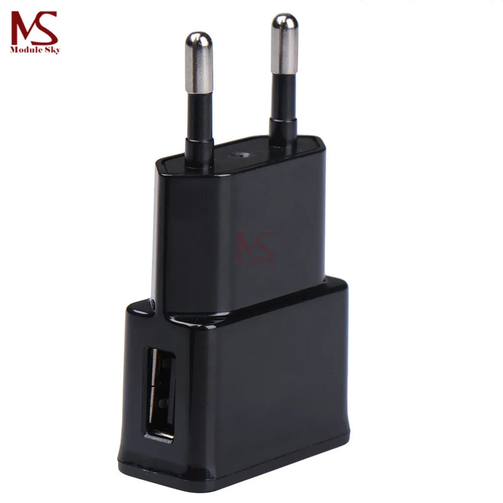 

5V 2A USB Charger Head European EU Plug Adapter Power Adapter Adaptor Black 1-port Wall Charger Quick Charge Travel Household