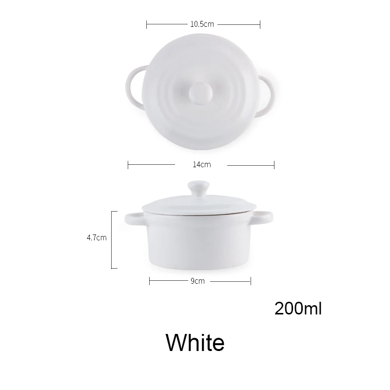 Керамическая пиала для риса посуда конфеты двойная ручка суповые чаши простой и творческий салатник чаша Akuhome - Цвет: white