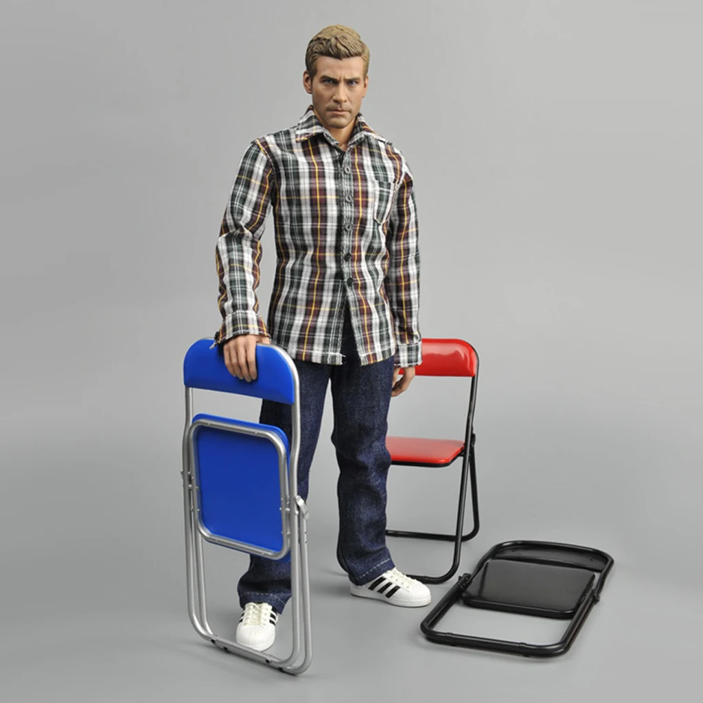 1Pc Miniature Blue Folding Chair for 1/6 Hot Toys 12 Inch Soldiers Action Figure Dolls Accessory Furniture Decor Toy
