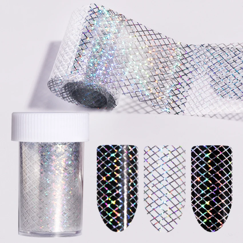 

4*100cm Holographic Starry Sky Nail Foil Sticker Shining Laser Grid Nail Transfer Sticker Decal Manicure Nail Art Decoration