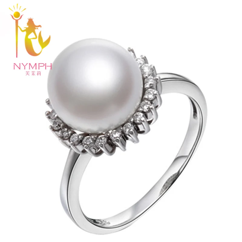 

[NYMPH ] brand fine jewelry,natural freshwater pearl Engagement ring big bead pearl ring R006