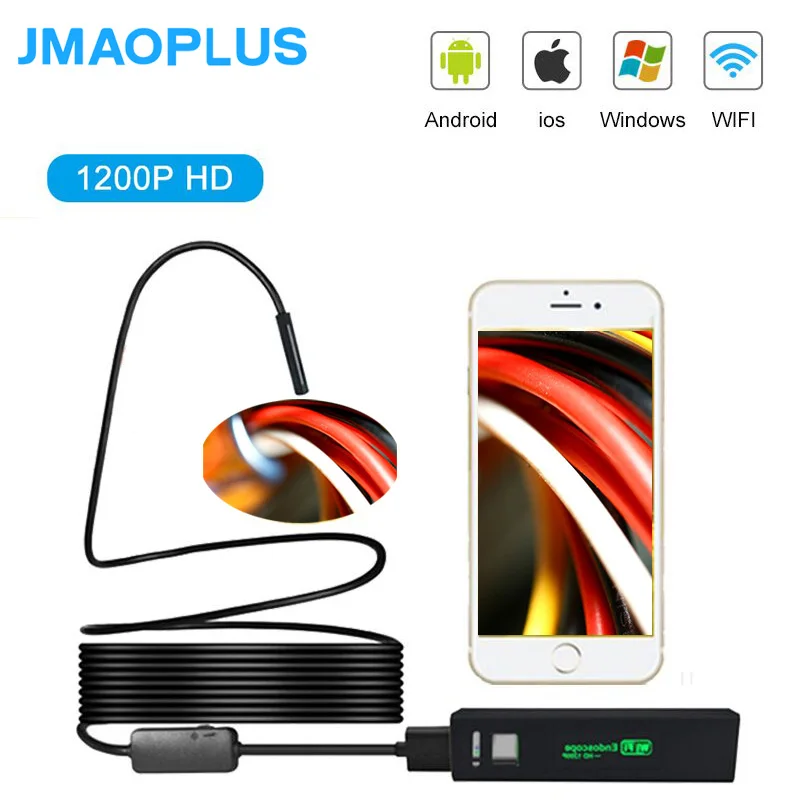 8 мм эндоскоп 10 м 1200p Wifi HD мини камера мобильный для телефона бороскоп IOS Ip|Камеры